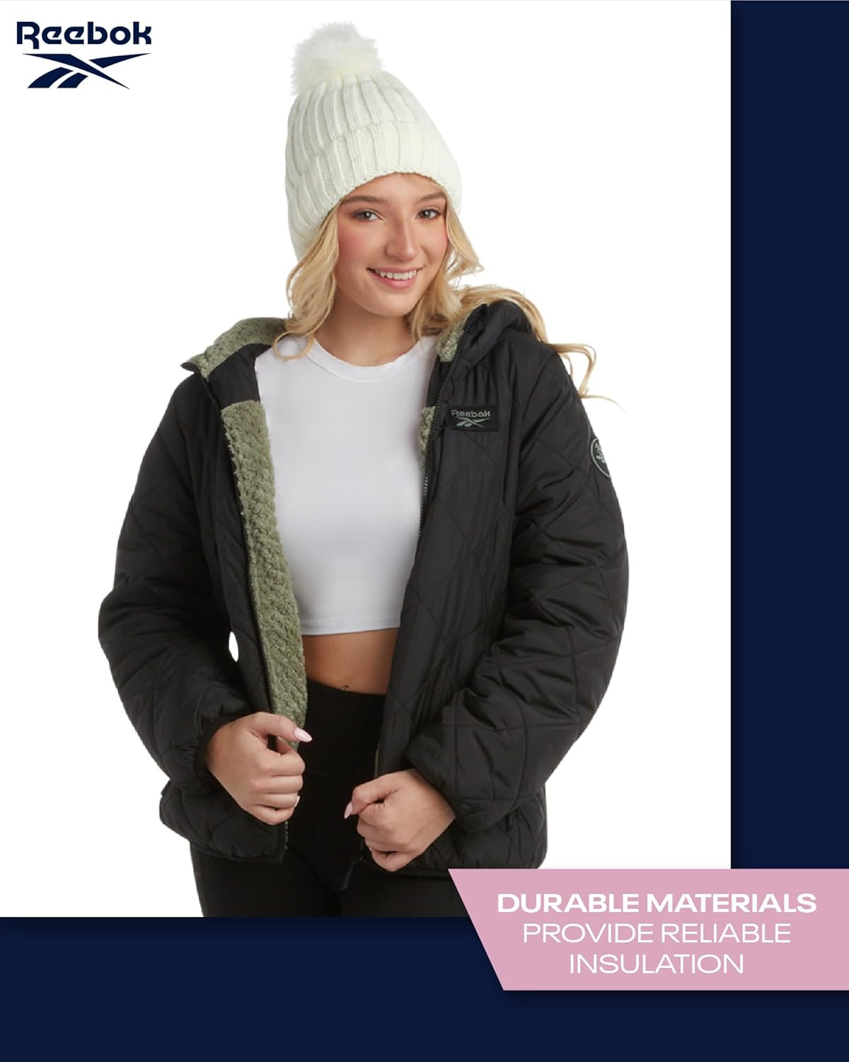 Reebok - Brandclub - Reebok Women's Puffer Jacket - Quilted Puffer